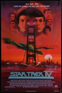 1g863 STAR TREK IV 1sh '86 art of Leonard Nimoy, Shatner & Klingon Bird-of-Prey by Bob Peak!