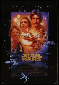 1g002 STAR WARS style B advance 1sh R97 George Lucas classic sci-fi epic, art by Drew Struzan!