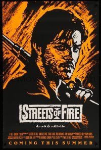 1g888 STREETS OF FIRE advance 1sh '84 Walter Hill, cool orange dayglo Riehm art!