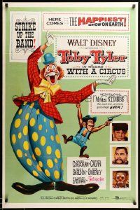 1g935 TOBY TYLER 1sh '60 Walt Disney, art of wacky circus clown, Mister Stubbs w/revolver!