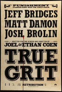 1g946 TRUE GRIT teaser DS 1sh '10 Jeff Bridges, Matt Damon, cool wanted poster design!