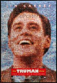 1g948 TRUMAN SHOW teaser DS 1sh '98 really cool mosaic art of Jim Carrey, Peter Weir