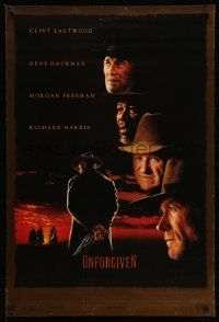 1g956 UNFORGIVEN DS 1sh '92 gunslinger Clint Eastwood, Gene Hackman, Morgan Freeman, Harris!