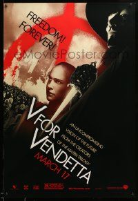 1g959 V FOR VENDETTA teaser 1sh '05 Wachowskis, Natalie Portman, Hugo Weaving, city in flames!