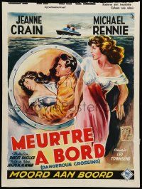 1h035 DANGEROUS CROSSING Belgian '53 art of sexy Jeanne Crain & Michael Rennie by Ziel!