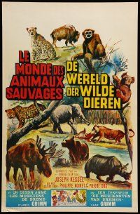 1h135 LE MONDE DES ANIMAUX SAUVAGES Belgian '60s cool artwork of wild animals!