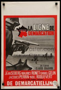 1h145 LINE OF DEMARCATION Belgian '66 Claude Chabrol, cool art of WWII battlefield!
