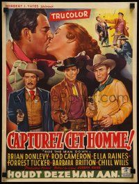 1h214 RIDE THE MAN DOWN Belgian '52 cool art of cowboys Brian Donlevy & Rod Cameron!