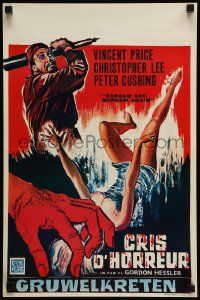 1h223 SCREAM & SCREAM AGAIN Belgian '70 completely different art of Vincent Price, woman in peril!