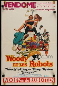 1h234 SLEEPER Belgian '74 Woody Allen, Diane Keaton, wacky sci-fi comedy, art by McGinnis!