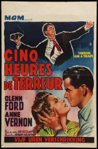 1h258 TIME BOMB Belgian '53 Terror on a Train, different art of Glenn Ford & Anne Vernon by Wik!