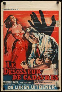 1h259 TINGLER Belgian '59 close up Wik art of Vincent Price w/needle, directed by William Castle!