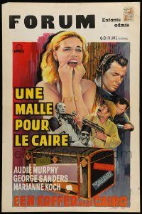 1h268 TRUNK TO CAIRO Belgian '66 Audie Murphy, George Sanders, cool action art w/dangerous babes!