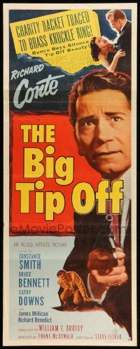 1h663 BIG TIP OFF insert '55 Richard Conte knows everything the underworld does, film noir!