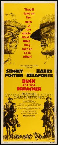 1h679 BUCK & THE PREACHER insert '72 Sidney Poitier and Harry Belafonte face off!