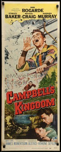 1h680 CAMPBELL'S KINGDOM insert '58 great artwork of Dirk Bogarde by busted dam!