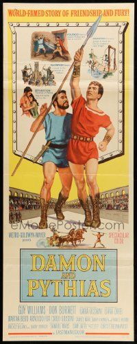 1h688 DAMON & PYTHIAS insert '62 Il Tiranno di Siracusa, world-famed story of friendship and fury!
