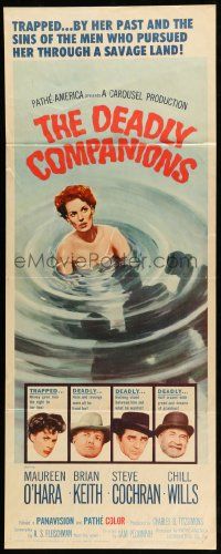 1h696 DEADLY COMPANIONS insert '61 first Peckinpah, art of sexy Maureen O'Hara caught swimming!