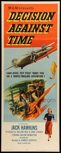 1h699 DECISION AGAINST TIME insert '57 dare-devil pilot takes you on a nerve-tingling adventure!