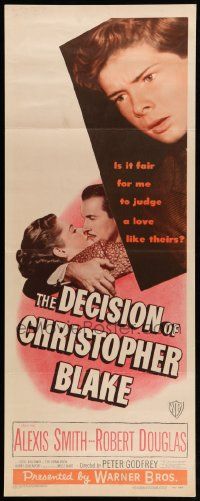 1h701 DECISION OF CHRISTOPHER BLAKE insert '48 Alexis Smith, Douglas, Ted Donaldson in title role!