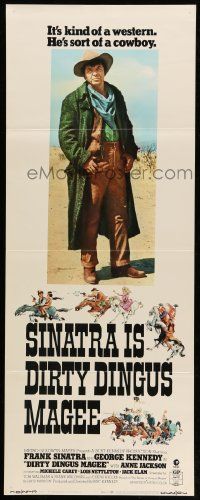 1h718 DIRTY DINGUS MAGEE insert '70 art of Frank Sinatra & Kennedy holding guns on each other!