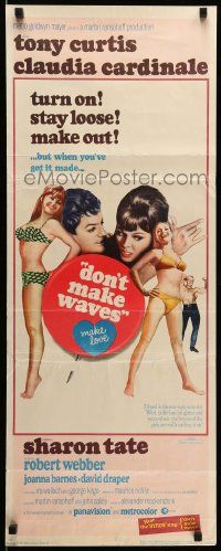 1h724 DON'T MAKE WAVES insert '67 Tony Curtis with super sexy Sharon Tate & Claudia Cardinale!