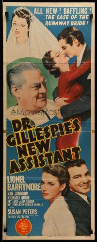 1h726 DR. GILLESPIE'S NEW ASSISTANT insert '42 Lionel Barrymore & sexy runaway bride Susan Peters!
