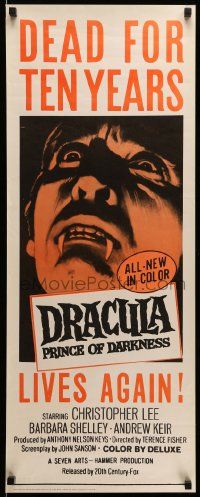 1h727 DRACULA PRINCE OF DARKNESS insert '66 Hammer horror, close-up of vampire Christopher Lee!