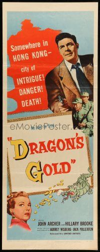 1h728 DRAGON'S GOLD insert '53 John Archer, Hillary Brooke, Hong Kong, city of intrigue & danger!