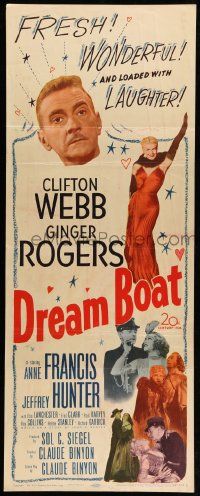 1h730 DREAM BOAT insert '52 Ginger Rogers was professor Clifton Webb's co-star in silent movies!