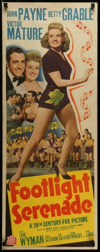 1h742 FOOTLIGHT SERENADE insert '42 sexy full-length Betty Grable, John Payne, Victor Mature!