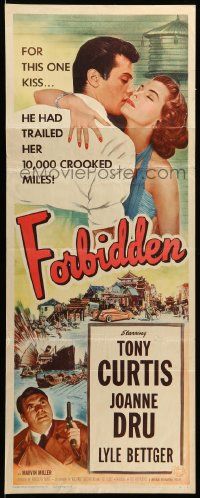 1h745 FORBIDDEN insert '54 only Joanne Dru could give Tony Curtis the kind of love he needed!