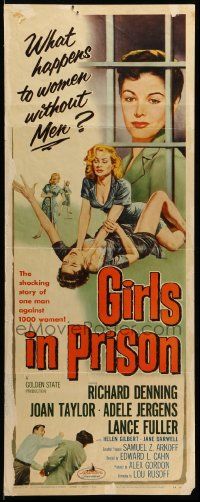1h750 GIRLS IN PRISON insert '56 classic sexy bad girl cat fight art, girls without men!