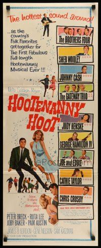 1h762 HOOTENANNY HOOT insert '63 Johnny Cash and a ton of top country music stars!