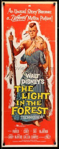 1h803 LIGHT IN THE FOREST insert '58 Disney, full-length art of Native American James MacArthur!