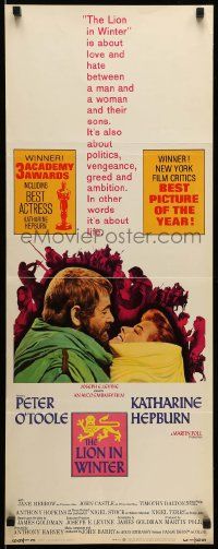 1h806 LION IN WINTER insert '68 Katharine Hepburn, Peter O'Toole as Henry II, winner of 3 Oscars!