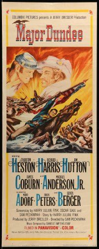 1h816 MAJOR DUNDEE insert '65 Sam Peckinpah, Charlton Heston, Civil War battle art by Rehberger!