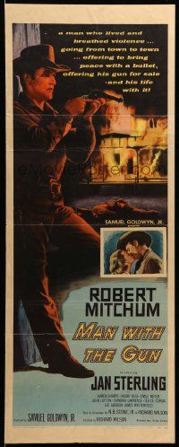 1h819 MAN WITH THE GUN insert '55 Robert Mitchum as a man who lived and breathed violence!