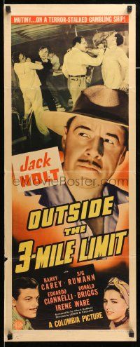 1h848 OUTSIDE THE 3-MILE LIMIT insert '40 Jack Holt on a gambling ship, stakes are life & death!