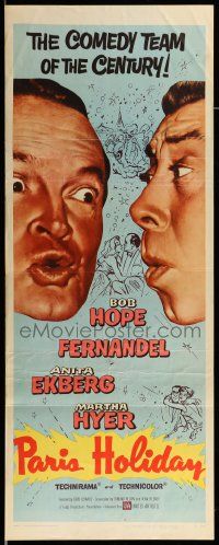 1h854 PARIS HOLIDAY insert '58 wacky close-up of comedy team Bob Hope & Fernandel!