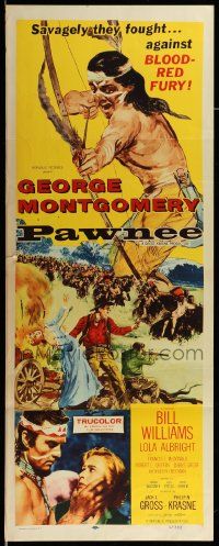 1h857 PAWNEE insert '57 art of Native American George Montgomery, directed by 'george waGGner'!