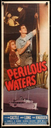 1h863 PERILOUS WATERS insert '48 Don Castle, pretty Audrey Long & Peggy Knudsen!
