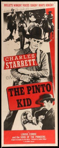 1h869 PINTO KID insert R55 great cowboy western artwork of Charles Starrett and Louise Currie!