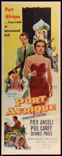 1h875 PORT AFRIQUE insert '56 art of super sexy Pier Angeli caught in the Casbah with gun!
