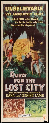 1h891 QUEST FOR THE LOST CITY insert '54 2 alone hacking through 100 miles of hostile Mayan jungle!