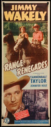 1h899 RANGE RENEGADES insert '48 singing cowboy Jimmy Wakely, Dub Cannonball Taylor, western!