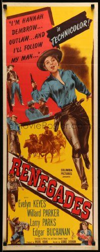 1h903 RENEGADES insert '46 full-length Evelyn Keyes with her gun in her hand, Larry Parks!