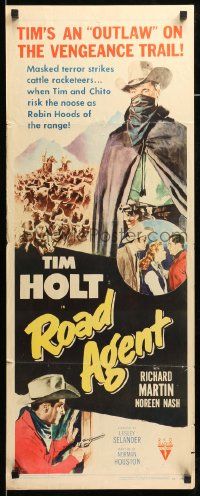 1h907 ROAD AGENT insert '52 Tim Holt, Richard Martin, Noreen Nash, cool western artwork!