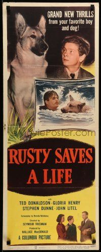 1h912 RUSTY SAVES A LIFE insert '49 Ted Donaldson, Gloria Henry & Flame the German Shepherd dog!
