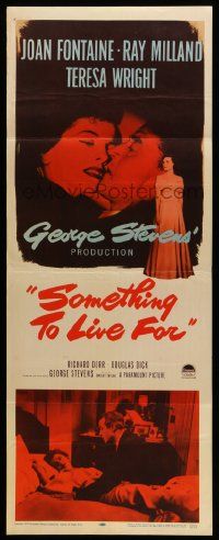 1h936 SOMETHING TO LIVE FOR insert '52 romantic art of Joan Fontaine, Ray Milland, Teresa Wright!